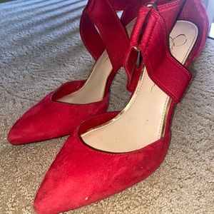 Jessica Simpson Red Elastic Strap Heels size 8.5